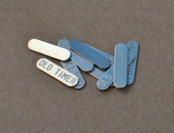 Schrade USA Made Old Timer Handle Shield Nickel 3/4" Rounded Ends ONE piece Schrade USA Made Old Timer Handle Shield Nickel 3/4" Rounded Ends ONE piece