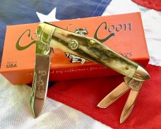 Colonel Coon (by Queen) Humpback Whittler Pocket Knife w/ Great Stag Handles -NOS