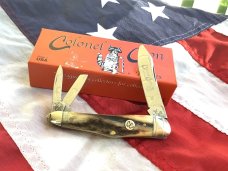 Colonel Coon (by Queen) Humpback Whittler Pocket Knife w/ Great Stag Handles -NOS