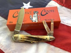 Colonel Coon (by Queen) Humpback Whittler Pocket Knife w/ Great Stag Handles -NOS