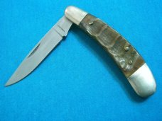 VINTAGE TIMBER WOLF TW40 HORN HANDLE LOCKBACK FOLDING FOLDER POCKET KNIFE KNIVES OLD