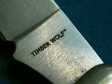 VINTAGE TIMBER WOLF TW40 HORN HANDLE LOCKBACK FOLDING FOLDER POCKET KNIFE KNIVES OLD