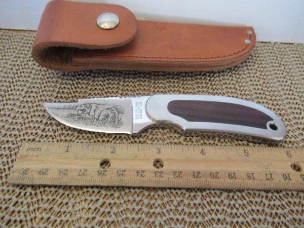 Kershaw Discontinued Fixed Blade Bear Scrimshaw of a Bear & Cubs Model # 2230
