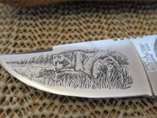Kershaw Discontinued Fixed Blade Bear Scrimshaw of a Bear & Cubs Model # 2230