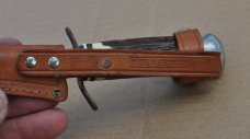 Voos Solingen Germany Fist/Arrows Logo Hunting Knife 7" OAL Near Mint Original Sheath Nutted Tang