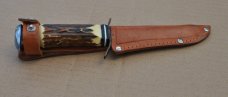 Voos Solingen Germany Fist/Arrows Logo Hunting Knife 7" OAL Near Mint Original Sheath Nutted Tang