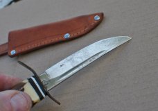 Voos Solingen Germany Fist/Arrows Logo Hunting Knife 7" OAL Near Mint Original Sheath Nutted Tang