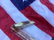 Vintage The Wilderness (by Queen) Smokey Mountain Knife Works GunStock Knife -Nice Stag Handles -NOS