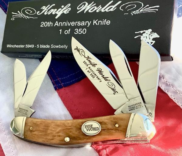1997 Winchester 5 Blade (Mdl#5949) w/ Nice Bone Handles. 136 of 350 -NOS in Orig Box 1997 Winchester 5 Blade (Mdl#5949) w/ Nice Bone Handles. 136 of 350 -NOS in Orig Box
