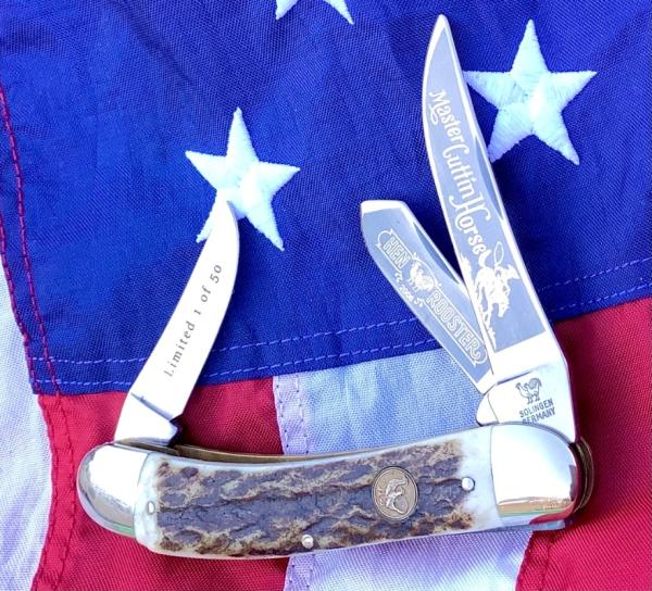Hen & Rooster -Master Cuttin Horse Stockman (mdl# 293DS) w/ Sweet Stag Handles -one of 50 Hen & Rooster -Master Cuttin Horse Stockman (mdl# 293DS) w/ Sweet Stag Handles -one of 50