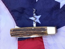 Vintage J A Henckels 3 Blade Multi Blade/Tool Knife w/ Great Stag Handles