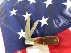 Queen “Drake Well” Barlow Knife w/ Nice Saw Cut Brown Bone Barlow -NOS
