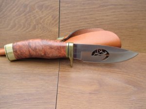 Buck Custom Vanguard With Burl Wood Handles, Elk Cutout 