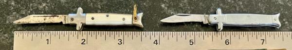 Pair Of Miniature Folding Stiletto Fishtail Knives, Japan 