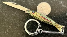 Miniature Keychain Folding Fish Handle Knife, Rare Original Box, Japan