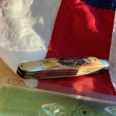 Colonel Coon (by Queen) Whittler Pocket Knife w/ Great Stag Handles -NOS