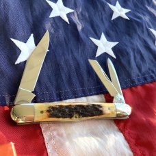 Colonel Coon (by Queen) Whittler Pocket Knife w/ Great Stag Handles -NOS