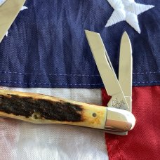 Colonel Coon (by Queen) Whittler Pocket Knife w/ Great Stag Handles -NOS