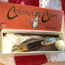 Colonel Coon (by Queen) Whittler Pocket Knife w/ Great Stag Handles -NOS