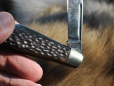 Utica Kutmaster Stockman 4" Closed All 3 Blades Snap Master Blade Marked Property Of U.S. Govt.