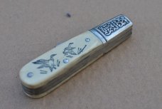 Schrade 2 Blade Barlow Scrimshaw Near Mint Never used otr Honed 3 1/4" Closed Fancy Nickel Bolsters