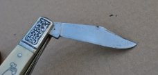 Schrade 2 Blade Barlow Scrimshaw Near Mint Never used otr Honed 3 1/4" Closed Fancy Nickel Bolsters