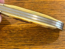 Frost Cutlery 14-024SC Bullet Trapper I 2-Blade Knife w/Worm Groove Bone Scales