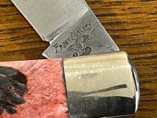 Frost Cutlery Frost Bullet III Single-Blade Trapper Knife w/Red Pick Bone Scales Japan