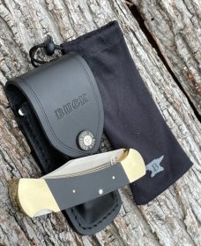 BUCK 112 ** 50th ANNIVERSARY LEGACY COLLECTION 440C IN CLOTH POUCH & LEATHER SHEATH