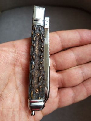 3 3/4" Custom Made Knife, Premium Stag Handle, Very Nice Pattern!