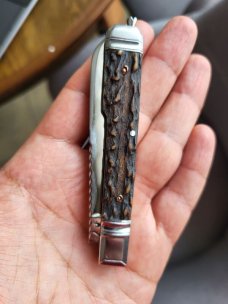 3 3/4" Custom Made Knife, Premium Stag Handle, Very Nice Pattern!