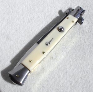 NEW FRANK BELTRAME 11" SWITCHBLADE ACRYLIC IVORY BAYONET BLADE ITALIAN STILETTO