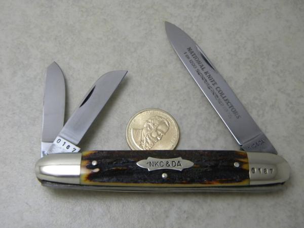 Kissing Crane Germany Stag 0187 Anglo Saxon Whittler Knife 1975 NKCA Club Knife