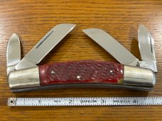 Frost Cutlery 17-510RPB King Kong Congress 4-Blade Congress Knife w/Red Pick Bone Scales Japan 