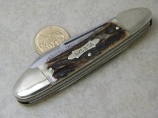 Kissing Crane Germany Large 3 Blade Canoe Stag Knife 1977 NKC and DA Club Knife