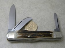 Robt Klaas Kissing Crane Germany Stag Gunstock Whittler Knife 1980 NKC Club Knife