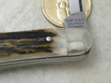 Robt Klaas Kissing Crane Germany Stag Gunstock Whittler Knife 1980 NKC Club Knife