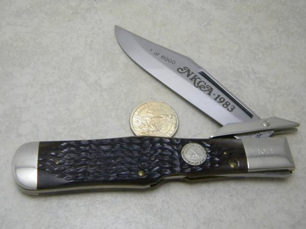Case XX USA Bone C61050L Swing Guard Coke Bottle Lockback Knife 1983 NKCA Club Knife