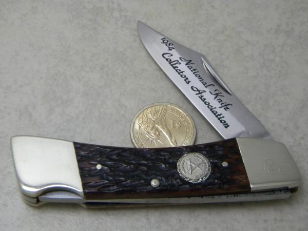 Hen and Rooster Bertram Cutlery Germany Bone Lockback Knife 1984 NKCA Club Knife