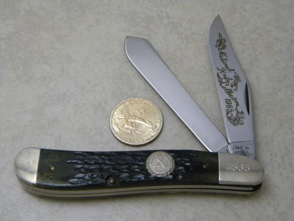 Case XX USA Bone G6240 Dogleg Trapper Knife 1985 NKCA Club Knife