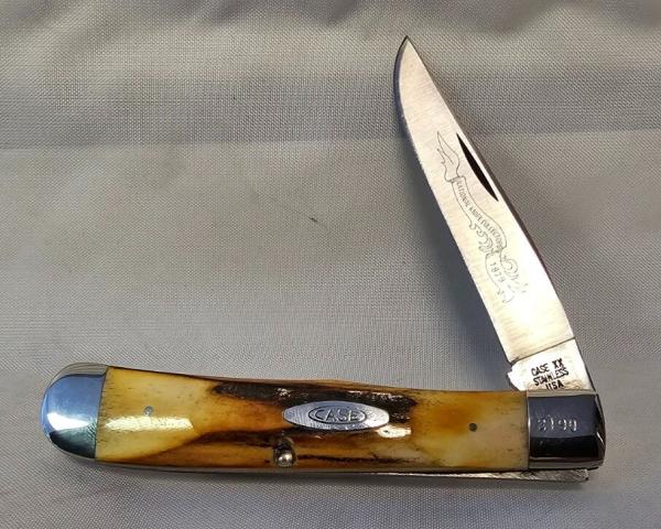 Case XX Stag Single Blade Trapper NKCA 1979 Knife Pattern # 5154 SSP with Original Shipping Mailer Case XX Stag Single Blade Trapper NKCA 1979 Knife Pattern # 5154 SSP with Original Shipping Mailer