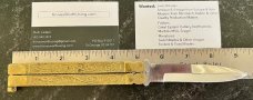 Vintage Balisong Butterfly Knife From Pakistan, Nice Brass Handles, Original Box, Unused #1