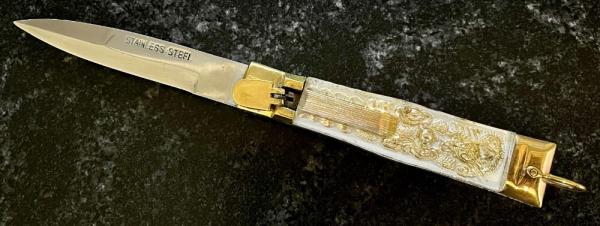 Rare Bayonet Blade Mexico Bullfighter Lever Lock Switchblade Knife, Made In Japan, Unused Rare Bayonet Blade Mexico Bullfighter Lever Lock Switchblade Knife, Made In Japan, Unused