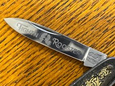 Fight'n Rooster Frank Buster Pre-1982 2-Blade Pen Knife w/Metal Cloisonette Scales Germany
