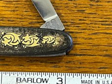 Fight'n Rooster Frank Buster Pre-1982 2-Blade Pen Knife w/Metal Cloisonette Scales Germany