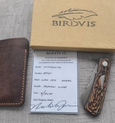 Birdvis Hitchcock..Rare Plattan wood..Cpm154..Jeweled liners..box.coa..slip..sticker..DOB 9/2021