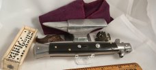FRANK BELTRAME 11" Dark Horn Italian Stiletto Automatic Knife - Bayonet