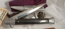 FRANK BELTRAME 11" Dark Horn Italian Stiletto Automatic Knife - Bayonet