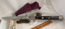 FRANK BELTRAME 11" Dark Horn Italian Stiletto Automatic Knife - Bayonet