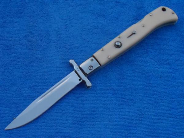 New 11" Italian Roma style Swinguard Switchblade knife with Ivory handles II New 11" Italian Roma style Swinguard Switchblade knife with Ivory handles II